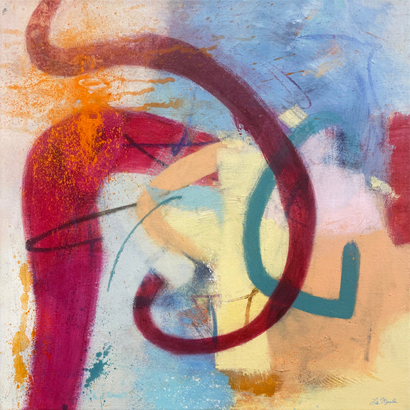 Swing, Bop, Boogie, acrylic on canvas abstract painting by Cerulean Arts Collective Member Lee Muslin