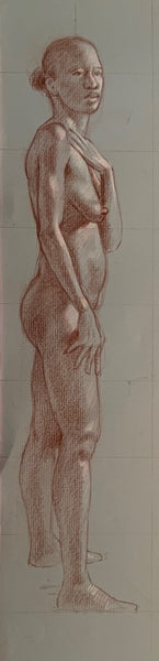 Connie, charcoal and chalk on toned paper drawing&nbsp;by New Jersey artist Roberto Osti