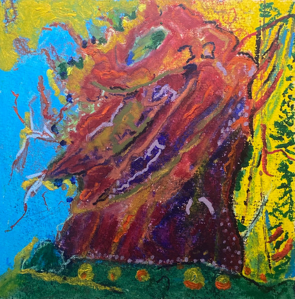 Abstract artwork with vibrant colors and dynamic shapes