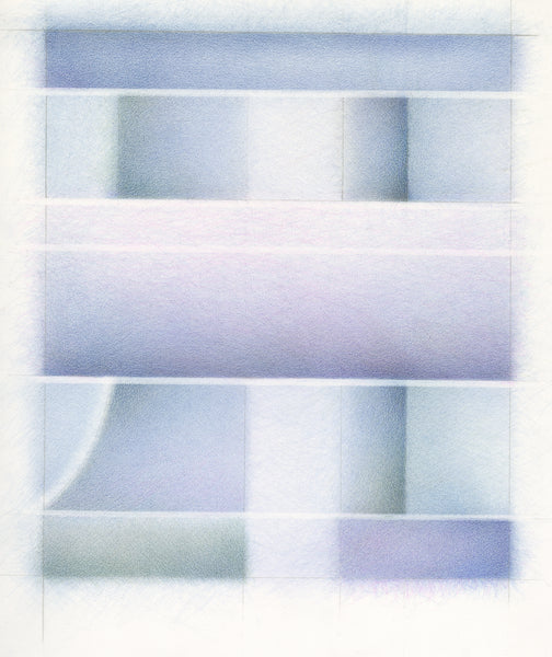 Abstract art with horizontal stripes in shades of blue and purple