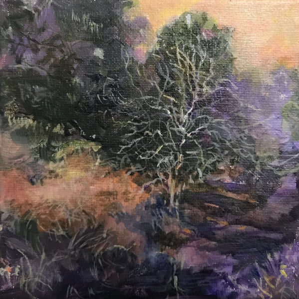 Purple Canal, acrylic and ink on canvas painting by Cerulean Arts Collective Member Ginny Perry