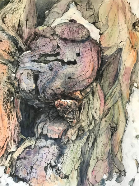 Artistic depiction of a textured surface with earthy tones