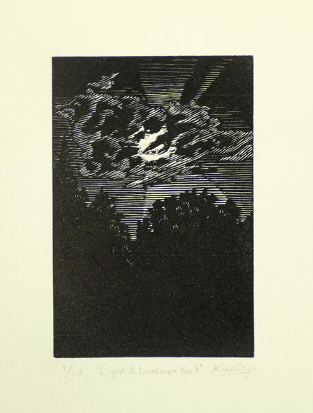 Light & Landscape No. 3, wood engraving by Philadelphia artist Kaela Pinizzotto available at Cerulean Arts