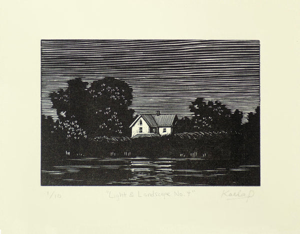 Light & Landscape No. 4, wood engraving by Philadelphia artist Kaela Pinizzotto available at Cerulean Arts.