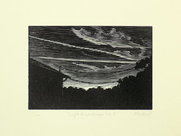 Light & Landscape No. 5, wood engraving by Philadelphia artist Kaela Pinizzotto available at Cerulean Arts