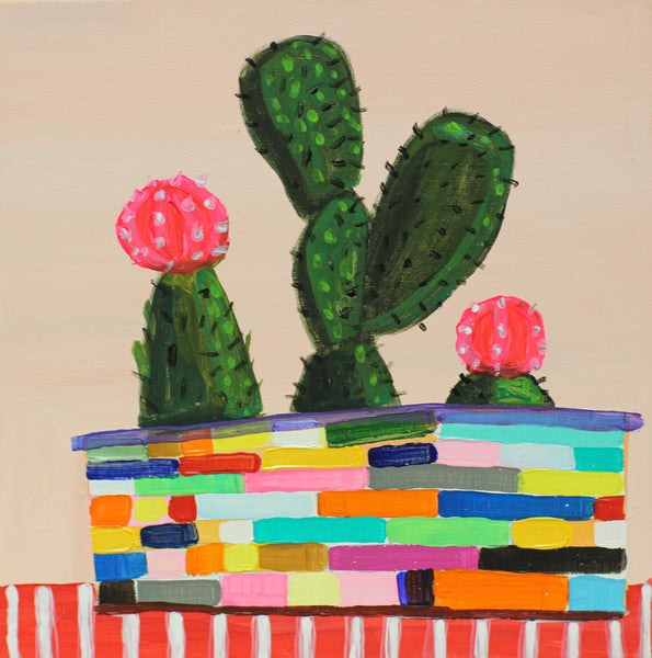 Flower Cacti, acrylic on canvas painting by Cerulean Arts Collective Member Elaina Posey