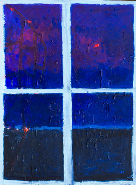 Abstract art piece with blue and purple hues