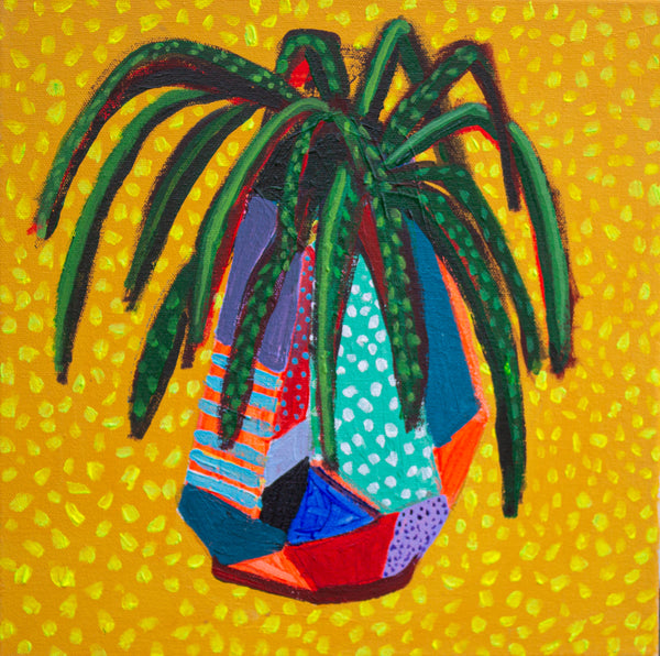 Snake Plant (Yellow), acrylic on canvas painting by Cerulean Arts Collective Member Elaina Posey