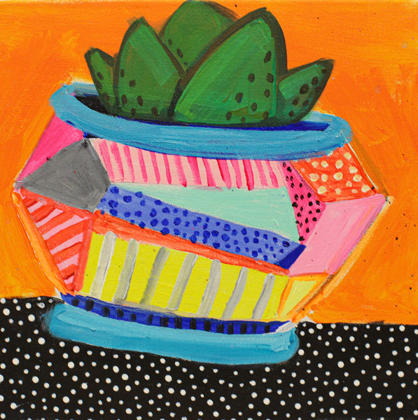 Succulent (Orange), acrylic on canvas painting by Cerulean Arts Collective Member Elaina Posey