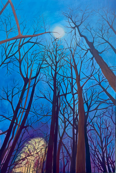 Longwood Moon, acrylic on linen landscape painting by Cerulean Arts Collective Member Mary Powers-Holt