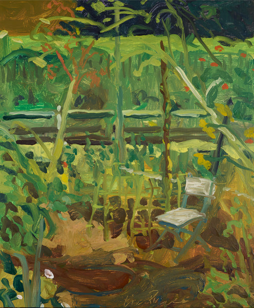 Garden at Dusk, oil on panel painting by Cerulean Arts Collective Member Liz Price.