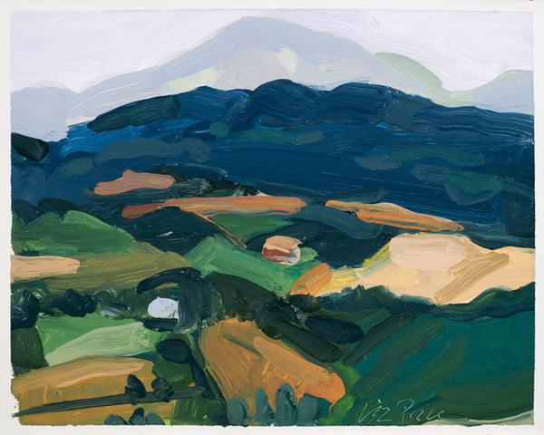Monte Sibilla (from Montelparo), oil on board painting by Cerulean Arts Collective Member Liz Price