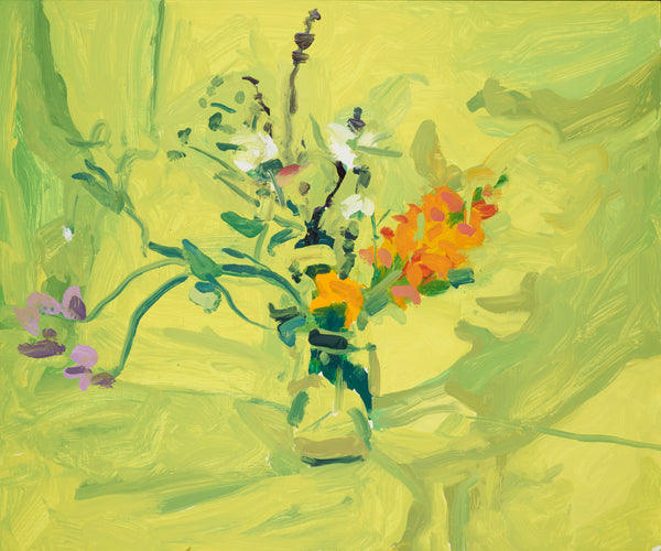 Sweetpea and Snapdragon, oil on panel painting by Cerulean Arts Collective Member Liz Price