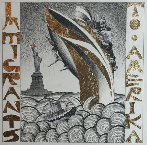 Amerika Icon, ink and graphite collage by Cerulean Arts Collective Member John James Pron