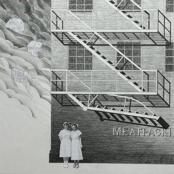 Escape, ink and graphite collage by Cerulean Arts Collective Member John James Pron