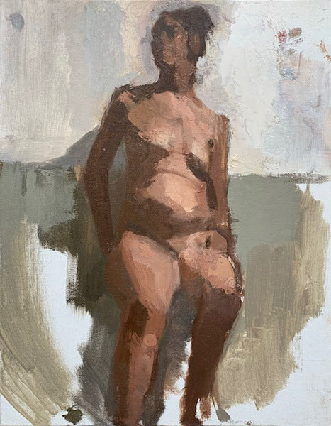Nude Study, oil on canvas panel painting by Philadelphia artist Carolyn Pyfrom