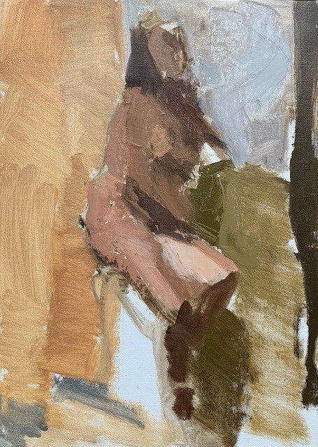 Carolyn Pyfrom: Seated Nude Orange & Green – Cerulean Arts