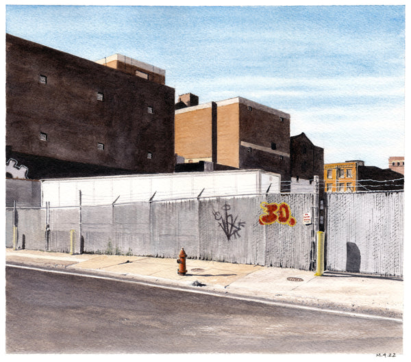 Callowhill, watercolor on paper painitng by Philadelphia artist Mick Ricereto, available at Cerulean Arts