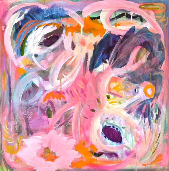 Abstract painting with vibrant colors and dynamic shapes