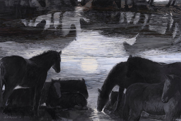 Night Vision, pastel, gouache drawing by Philadelphia artist Jill A. Rupinski available at Cerulean Arts