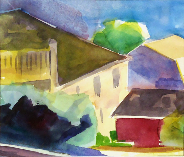 Clustered Hill, unframed watercolor on paper painting by Pennsylvania artist Lou Schellenberg.