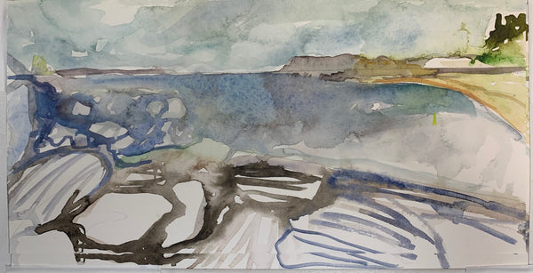 Cove, Pemaquied Point, Bristol, Maine, watercolor on paper painting by Cerulean Arts Collective member Noreen Scott Garrity