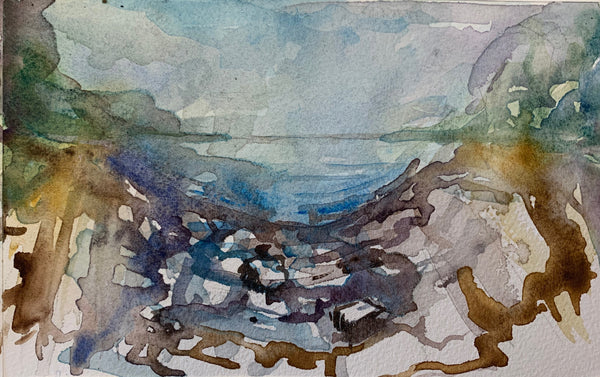 Helms Cove Arc, watercolor on paper painting by Cerulean Arts Collective member Noreen Scott Garrity