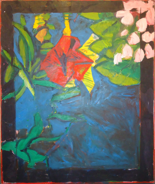 Mythological Flower II, oil on canvas painting by Cerulean Arts Collective Member Gus Sermas.