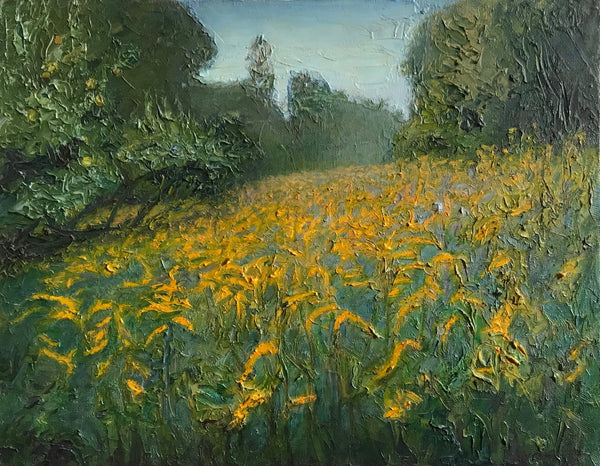 Field of Goldenrod (Orland, Maine), oil on canvas landscape painting by Philadelphia artist John Sevcik.