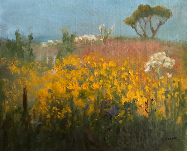 Meadow in Late Summer, oil on canvas landscape painting by Philadelphia artist John Sevcik. 