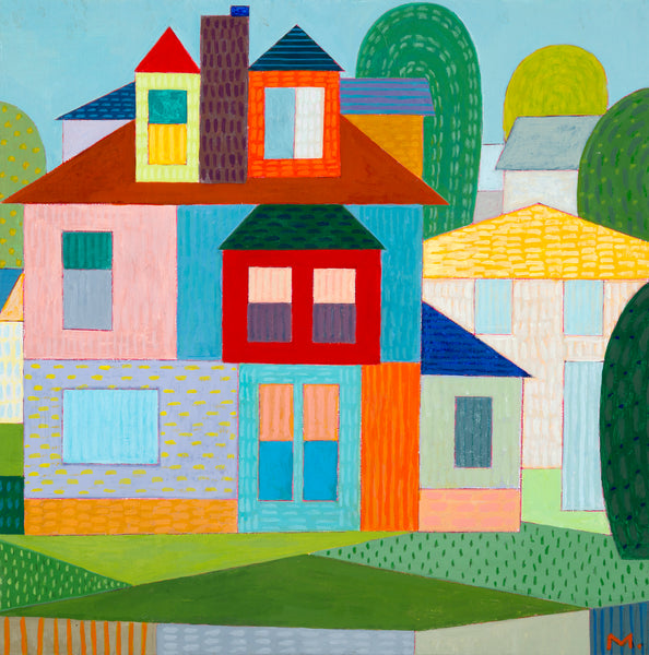 Corner House, acrylic on panel painting by Cerulean Arts Collective member Michael Smith. 