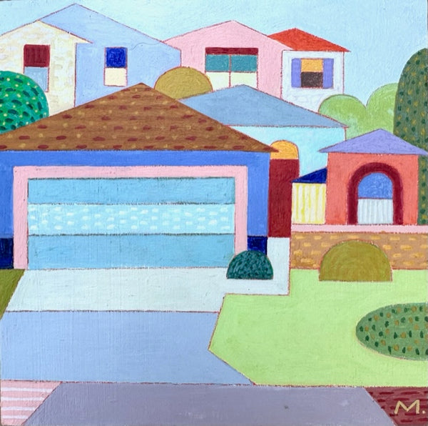 Hudson Houses 2, acrylic on panel painting by Cerulean Arts Collective member Michael Smith. 