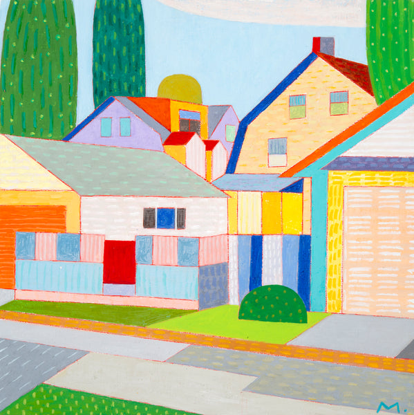 Rockland Avenue, acrylic on panel painting by Cerulean Arts Collective member Michael Smith. 