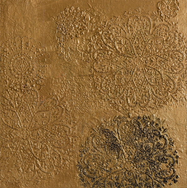 Textured gold surface with intricate patterns