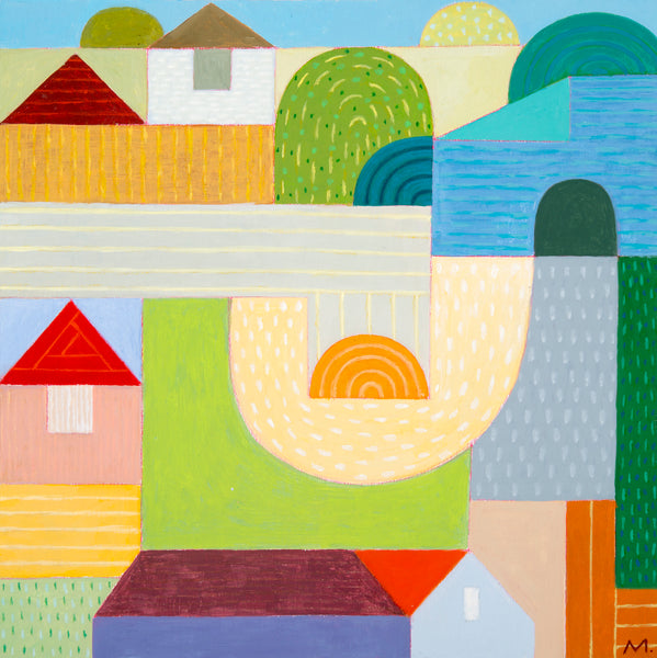 Suburbia 1, acrylic on panel painting by Cerulean Arts Collective member Michael Smith. 
