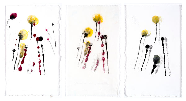 Puffball Conversations, ink monotype on Stonehenge and mulberry paper floral print by Cerulean Arts Collective Member Christine Stoughton. 