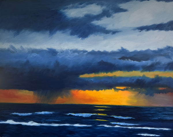 Afternoon Clearing, oil on canvas seascape painting by Cerulean Arts Collective Member Joseph Sweeney.