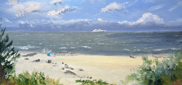 Alexander Beach, Cape May, oil on canvas panel painting by Cerulean Arts Collective Member Joseph Sweeney