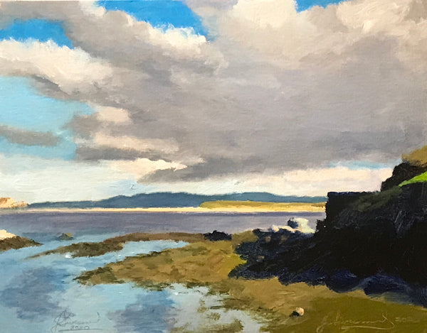 Beach at Dunfanaghy, Ireland, acrylic on canvas panel painting by Cerulean Arts Collective Member Joseph Sweeney