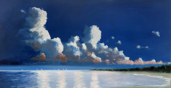 Offshore Clouds, oil on linen seascape painting by Cerulean Arts Collective Member Joseph Sweeney