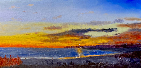 Orange Sunset,&nbsp;acrylic on canvas panel painting by Cerulean Arts Collective Member Joseph Sweeney