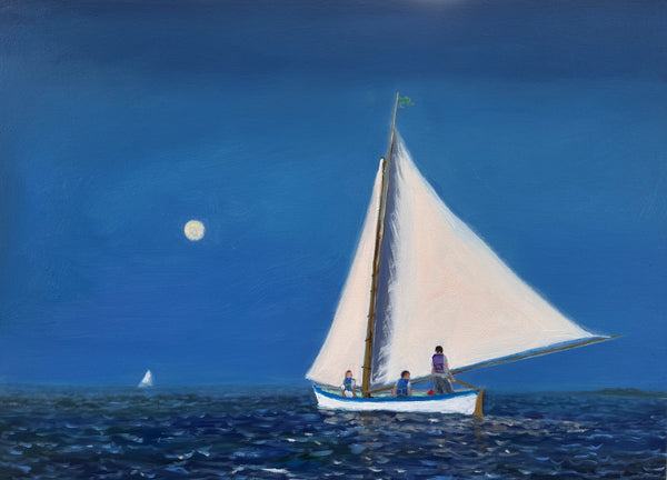 Sailor's Moon, oil on linen seascape painting by Cerulean Arts Collective Member Joseph Sweeney