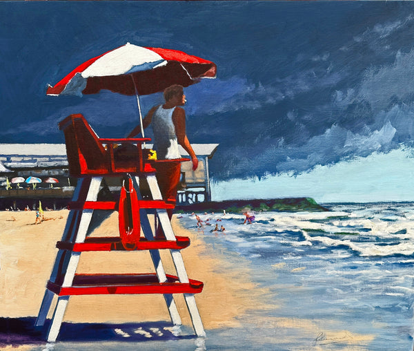 Storm Warning, oil on canvas seascape painting by Cerulean Arts Collective Member Joseph Sweeney