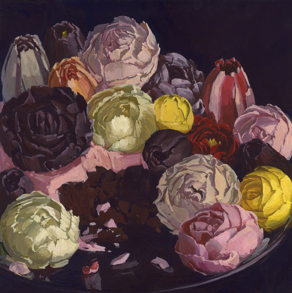 Burial, gouache on paper painting by Cerulean Arts Collective Member Allison Syvertsen