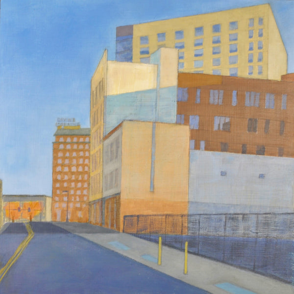 Ridge Avenue, acrylic and gel ink on paper painting by New Jersey artist Judy Terrivel, available at Cerulean Arts