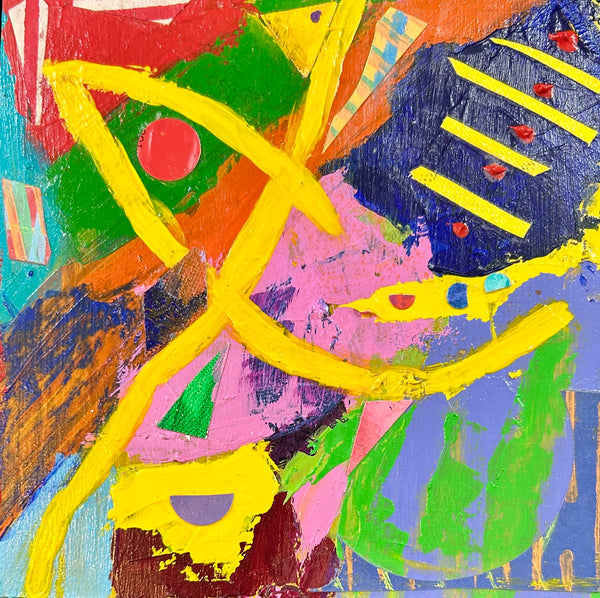 Abstract artwork with colorful shapes and lines