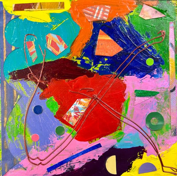 Abstract artwork with vibrant colors and geometric shapes