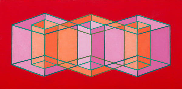 Intersecting Inner/Outer Cubes 5, acrylic on canvas over panel