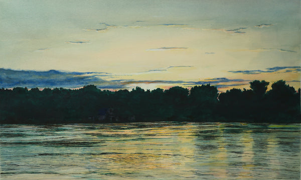 Before the Dark, watercolor on Arches paper painting by Cerulean Arts Collective member Kathleen Wert.