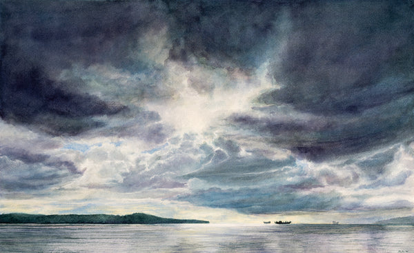 Closing In, watercolor on Arches paper painting by Cerulean Arts Collective member Kathleen Wert.